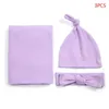 Mantas Swaddling 3 Unids / set Bebés Regalos de Ducha Algodón Bebé Manta Sombrero Diadema Conjunto Nacido Swaddle Toalla Arco-Nudo Tocado 3XUC