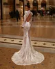 Robes de mariée luxueuses sirène dentelle Illusion Appliques robe de mariée sur mesure perles broderie robes de mariée