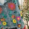 Vestes pour femmes 2023 Denim Veste Floral Broderie Paillettes Lâche Manteau À Manches Longues Survêtement Femmes Y701