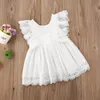 Robes de filles Ma bébé 6M5Y enfant en bas âge enfant robe blanche été volants dentelle arc princesse Costumes vêtements 230329