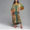 Sukienki swobodne kobiety letnia sukienka na plażę 2023 Afryka nadrukowane stroje kąpielowe ups krótki rękaw Kaftans Tunetyczny szatę nadmorską odzież plażowa