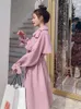 Women's Trench Coats LANMREM Fashion Pink Women DoubleBreasted Long Duster With Belt Lady Windbreaker 2023 Spring Outerwear 2R3888 230329