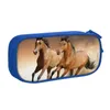 Cosmetic Bags Cute Running Horse Pencil Case For Boy Girl Big Capacity Animal Pouch Stationery