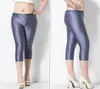 Spodnie damskie ljcuiyao kobiety capri legginsy stałe kolor fluorescencyjny błyszczący spandekn spandekny elastyczność elastyczność swobodna kostka