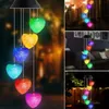 Snaren LED Zonne -aangedreven Chime Lamp Decoratief licht Hangende kleur Veranderende spiraalvormige spinner Wind Bell Home Gardenled