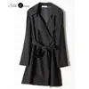 Women's Trench Coats Heavy Silk Windbreaker 93Natural Mulberry Medium and Long Coat for Women In Autumn 230329