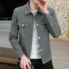 Kurtki męskie 2023 Wiosenna jesień zamsz mężczyzn Slim Fit Lapel Casual Bomber Jacket Business Social Office Coat