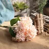 Dekorativa blommor konstgjorda hortensia blomma bukett simulering silk faux bröllop knut diy heminredning festarrangemang