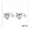 Stud Earrings sieraden 925 Sterling Sier Studs Minimale etnische handgemaakte hartmix Zirconia Brinco Boucle Doreille Pendientes Dhafj Dro Dhmsl