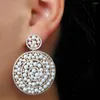 Boucles d'oreilles pendantes 2023 breloques perles d'imitation déclaration pour les femmes luxe plein Zircon cubique mariage mariée DUBAI bijoux