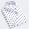 남자 캐주얼 셔츠 남자 줄무늬 셔츠 긴 소매 드레스 셔츠 패션 슬림 버튼 공식적인 남자 셔츠 230328
