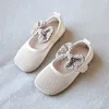 Athletic Outdoor 2023 Spring Summer Girls Shoes Air Mesh Breathable Kids Casual Shoes Children's Flats Cut-outs Bow-knot Sweet Princess Chic Soft W0329