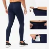 Mensbyxor Män Komprimering Tight Leggings Pocket High midjelyft Dragkedja Tights Training Yoga Bottoms Fitness Sports Skinny Trousers 230329