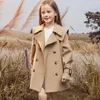 Tench Coats 3 14 yıl bahar sonbahar kızlar rüzgarlık trençkot rüzgar geçirmez çocuklar çocuk s orta uzunlukta ceket bebek gençler palto 230329