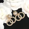 Fashion Earings Designer Brand Simple Letters Luxury women 18k plated diamond Crystal Rhinestones Pearls Wedding Gifts