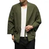 Men's Jackets Men Spring Shirt Lace Up Sun Protection Summer Coat Solid Color Long Sleeves Kimono Jacket Retro Open Stitch Casual