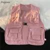 Men's Vests Vests Men Multi Pockets Cargo Clothing Summer All-match Handsome Japanese Thin Chic Fashion Casual All-match Stylish BF 230329