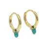 Stud Earrings Gold Plated Minil Delicate 925 Sterling Silver Turquoises White Opal Jewelry For Women Trendy Mini Spike Cute Charm