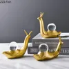 Figurine decorative Oggetti Lumaca dorata Astratta Animale Statua Conchiglia di cristallo Resina semplice Accessori per la decorazione della casa Modern1