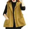 Gilets pour femmes Mode débardeur à capuche débardeur femme été automne ample décontracté sans manches poche veste littérature Simple haut pour femme 230329