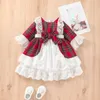 Robes de filles Ma Baby 17Y Robe rouge de Noël Enfant Enfants Enfant en bas âge Plaid Imprimer Arc Dentelle Tutu Fête Année Costumes De Noël D01 230329