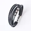 Bangle Braided Blue Color Leather Bracelets For Men Armband Heren Trendy Genuine With Magnetic Factory Wholesale