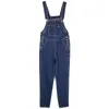 Kvinnors jumpsuits rompers ankomst kvinnor blå denim övergripande multi pocket suspender byxor söta jeans för flickor storlek s-lwomen's