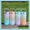 Water Bottles 2000Ml Time Scale Space Jug Bottle Outdoor Portable Bomb Er Spray Paint Gradient Cup Largecapacity Drop Delivery Home Dhm4U