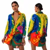 Fashion Women Shirt Dress Long Sleeve Vestidos Designer Dresses Colorful Painted One Piece Wholesale Clothing