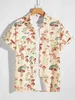 Chemises décontractées pour hommes 2022 été hommes chemises hawaïennes revers à manches courtes élément coloré motif de champignon imprimer bouton chemise décontractée W0328
