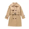 재킷 4 13y Teen Girls Long Trench Coats 2023 Fashion England Style Windbreaker 재킷 봄 가을 어린이의 옷 230329