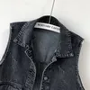 Kvinnors västar Spring/Summer Women's Denim Tank Top Loose Korean Pocket Sleeveless Jacket Casual Jeans Midje Coat Women's Top Chalco Mujer 5xl 230329