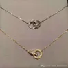 Luxury Designer Screw Pendant Necklace Women Stainless Steel Jewelry Double Ring Diamond Octagonal Love Couple Gift