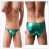 Sous-pants Sexy Men's Sous -wear Male Personomy Patent Leather PU Low-Rise U Convex Briefs Man Imitation confortable