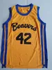 Beacon Beavers Moive Basketball 42 Scott Howard Jersey College American Film Version State University Haft i szycie żółtą drużynę dla fanów sportu Mężczyźni NCAA