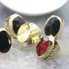 Cluster Rings Faceted Oval Glass Gold Color Gift For Women Red/Green/Black C9 Adjustable Finger Bohemia Jewelry Wholesales