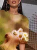 T-shirts femme bonheur prune souris T-shirt femmes Animal chemise imprimé Harajuku gothique fleur drôle femmes vêtements court grande taille