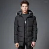 Men's Down Brand Clothing Fashion Parka Men Fur Collar Hooded Warm Mens Winter Black Jackets High-quality Casual And Coats