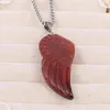 Pendant Necklaces Natural Stone Pendants Necklace Wing Shape Chakra Healing Crystal Stainless Steel Chain For Jewelry Women Gift Decoration