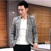 Men's Suits Blazers men's casual plaid suit jacket male linen plaid business self-cultivation wedding dress party suit coat plus Size S-4XL 230329