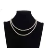 Hot 5mm Alloy Diamond Tennis Chain Ladies Hip Hop Jewelry Single Row Pendant Retro Embellishment Necklace Fashion Gift