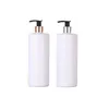 Plastic Packing Matte White Bottle 300ML 500ML Flat Shoulder PET White Black Lotion Press Pump Gold Silver Collar Packaging Cosmetic Refillable Container