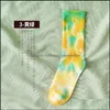 Shoe Parts Accessories Fashion Cotton Socks Women Men Tie Dye Long Skate Hip Hop Breathable Calf Length Korean Couple Basketball D Dh2B1