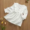 女の子のドレスma baby 6m5y幼児幼児用幼児ドレスフリルボタン長い袖の夏の服230329