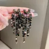 Forme de feuille Paillettes scintillantes Tassel Geometry Dangle Silver Needle Boucles d'oreilles en Europe et en Amérique Exagérer Personnalité Design Bijoux de mode