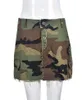 Jupes courtes camo à la mode pour femmes taille haute froncées Shorts jupes crayon avec poches taille (S-2XL)