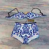 Sexig Bra Bikini Set Fashion Print Womens Badkläder Hög midja Simbaddräkt Två styckesuppsättningar