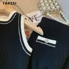 Kvinnors tvådelar Pants Women's Sexy Elegant Knitting Two Piece Mini Tighto-Necktank Top Tank Top Korean Casual Knitting Summer Set 230329