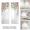 Rideau 2x Imprimé Voilages Tulle Fenêtre Rideaux Floral Blanc Pour Salle À Manger Bureau Ferme Cuisine