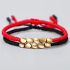 Bedelarmbanden dik creatief ontwerp onregelmatige koperen kralen rood zwart touw trekken armband voor vrouwelijke mannen handgemaakte knopen draad